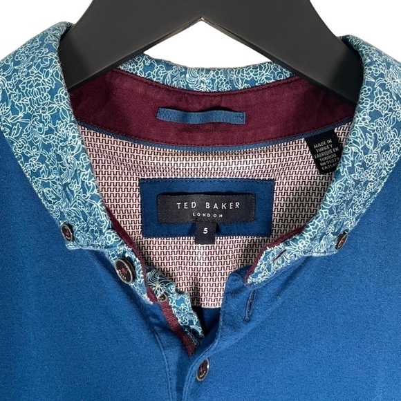 Ted Baker London Floral Print Collar Polo Shirt - Picture 5 of 6